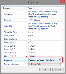 The layer properties window for a typical Shapefile.